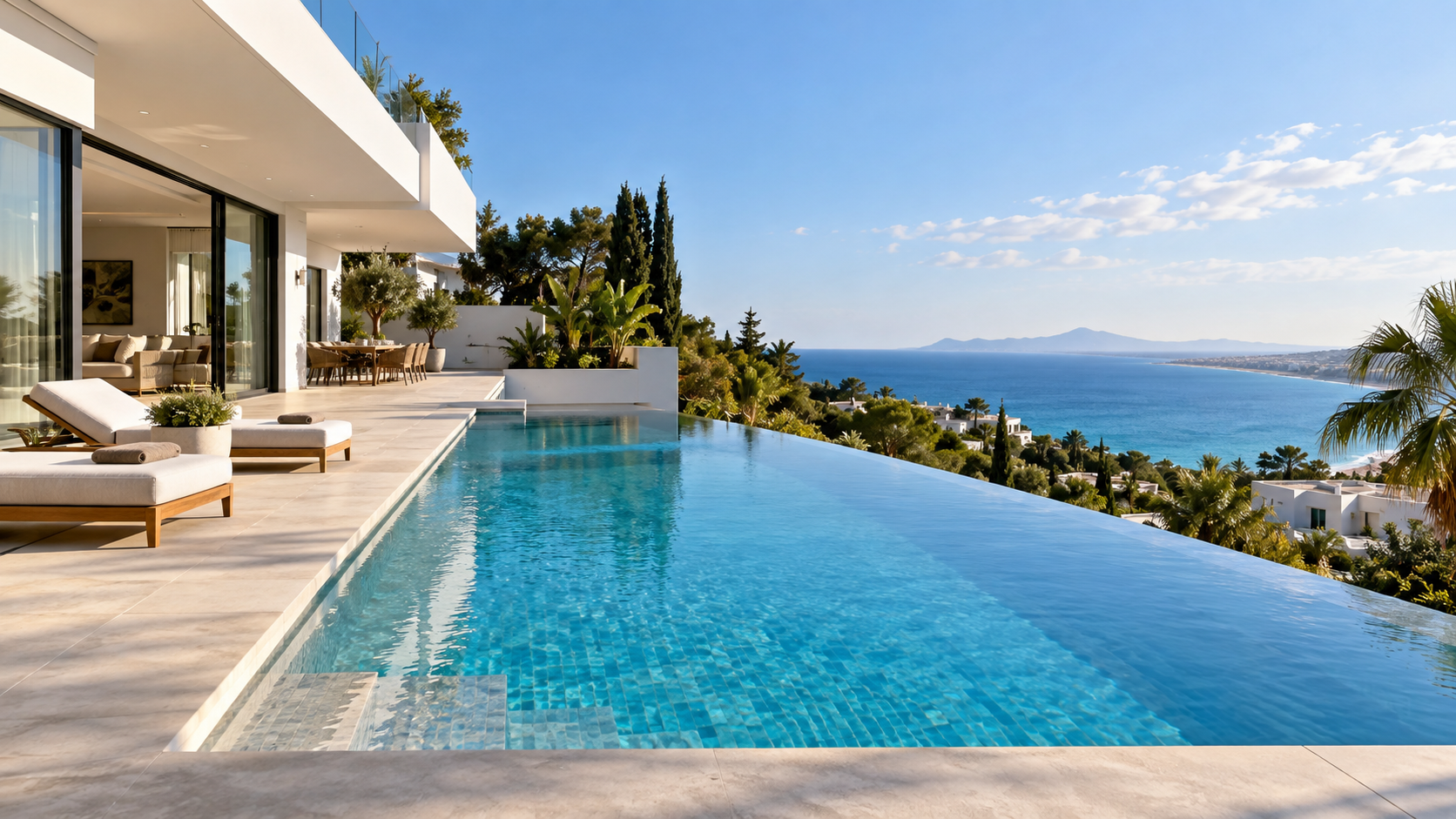 Piscine à débordement vue mer